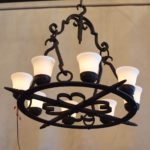 Vintage Belgian Chandelier with New Glass Shades