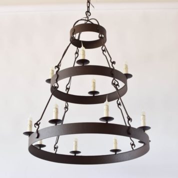 2 Tier Iron Ring chandelier with Rustc finish. Custom Sizes avaialable