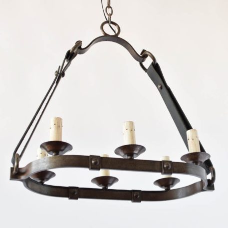 Iron Oval with Leather Straps Chandelier - Image 3