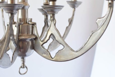 Neo-gothic Chandelier in Nickel with 2 Tiers of Lights - Image 2