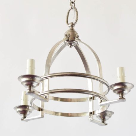 Pair of Small Nickel Chandeliers - Image 2