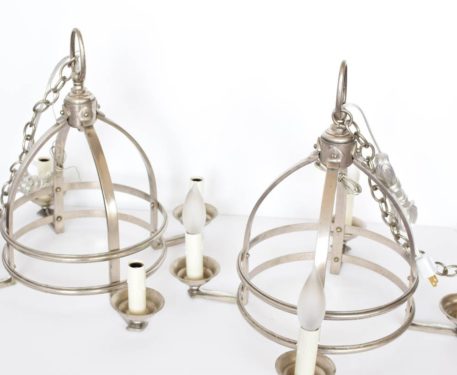 Pair of Small Nickel Chandeliers - Image 3