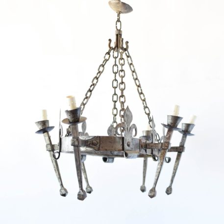 elongated antique iron chandelier silver finish