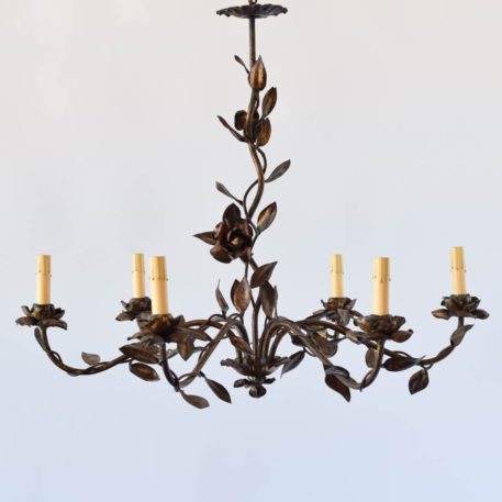 flowers leaves gilded spain spanish chandelier antique