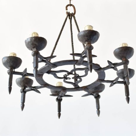 hammered iron chandelier antique dungeon forged