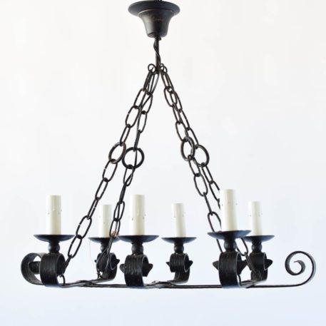 elongated antique iron chandelier