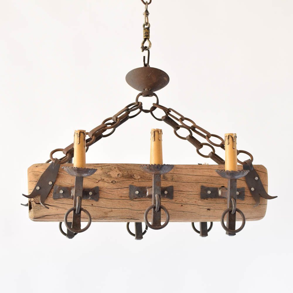 Wood Beam And Wrought Iron Chandelier Six Light Chandelier, 57% OFF
