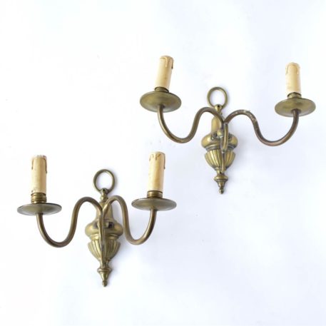 Antique Flemish Sconces made in Bronze with 2 arms