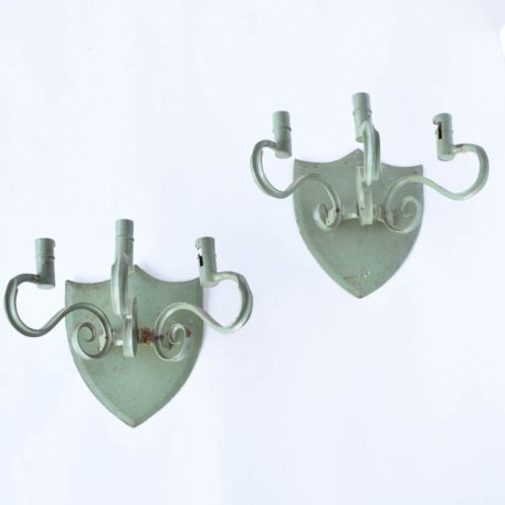Iron Wall Sconces with Large Shield Backplate