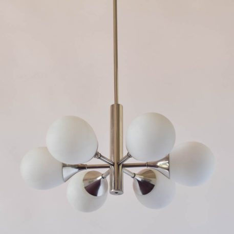 Chrome and Glass Mid Century Chandelier