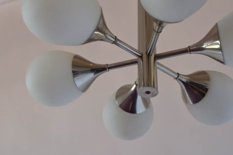 Mid Century Chandelier with Chrome Frame