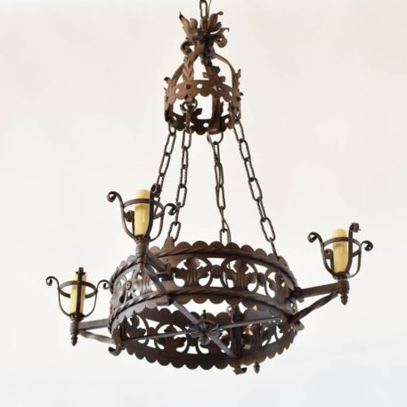 Antique French Iron Neo Gothic Chandelier