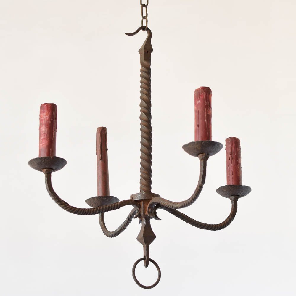 Vintage twisted iron chandelier