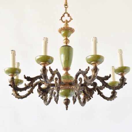 Vintage Bronze and Onyx Chandelier