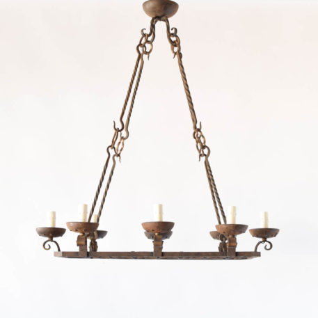 Vintage Iron Chandelier from France with Rod Suspension