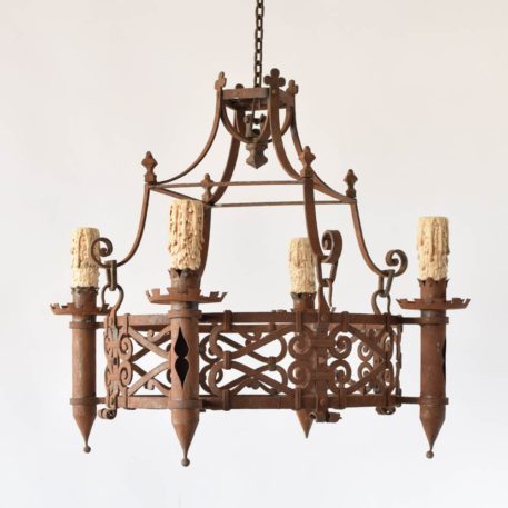 Antique French Iron Chandelier from a Castle