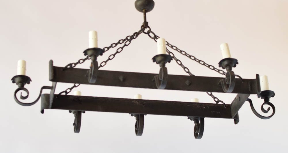 wrought iron rectangular chandelier