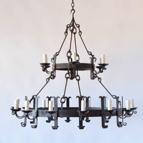 Vintage 2-tier Iron Ring Chandelier