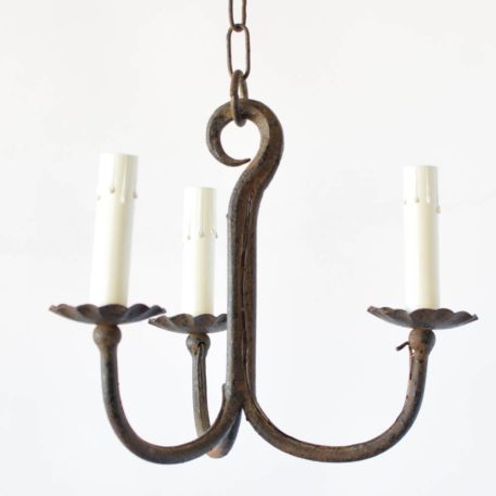 Vintage French Forged Iron Chandelier