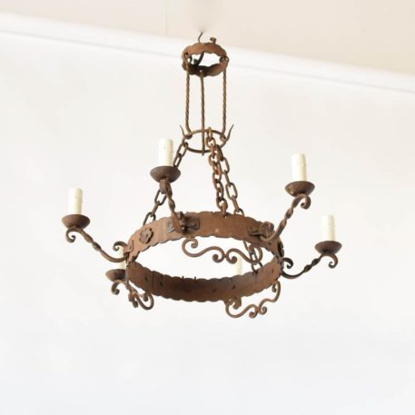 Pair of Iron Ring Chandeliers - Image 2