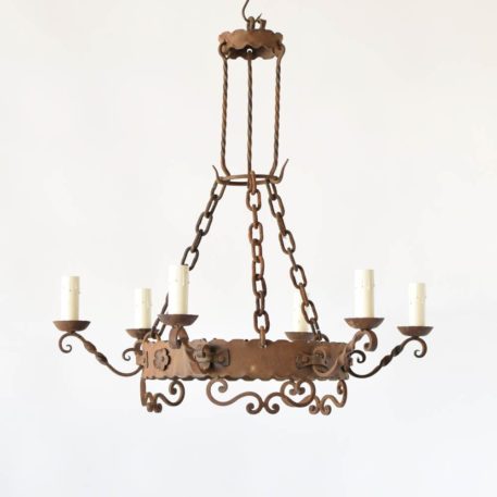 Pair of Vintage Iron Ring Chandeliers