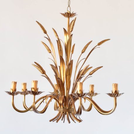 Vintage Italian Iron Chandelier with Wheat Sheaf Form