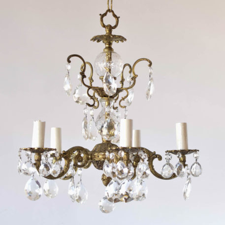 Bronze Chandelier with Crystal Pendnats from Spain