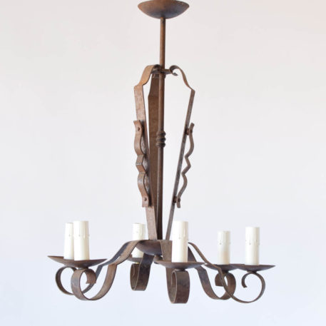 Tall French Iron Chandelier