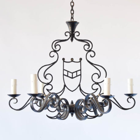Iron Chandelier with Central Shield
