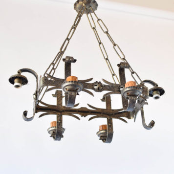 Rectangular Iron Chandelier with Lights Up and Down