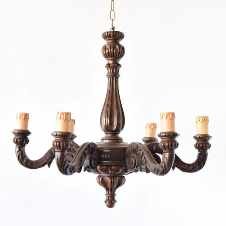 Vintage Carved Wood Chandelier from Belgium