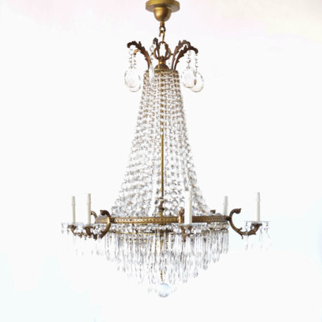 French Empire Chandelier with Bronze Frame