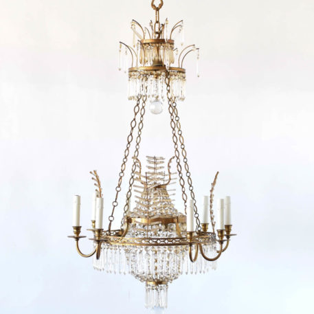 Antique Crystal Chandelier with Crystal Branches