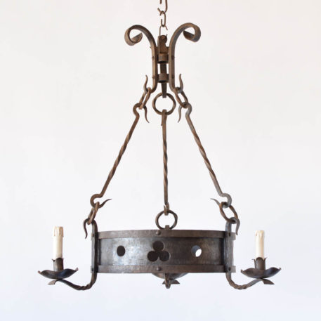 Vintage Iron Trifoil Chandelier