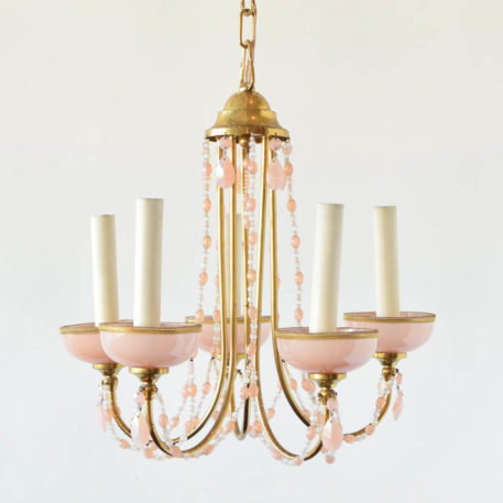 Vintage Italian Chandelier with Opalescent Crystals