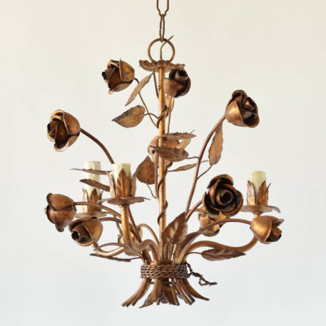 Italian Iron Chandelier with Roses
