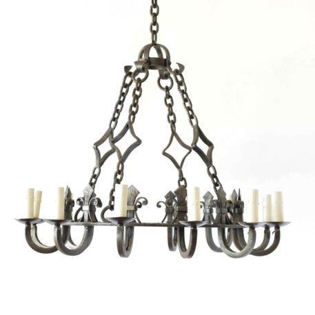 Large French Chandelier with Fleur de Lis Decorations