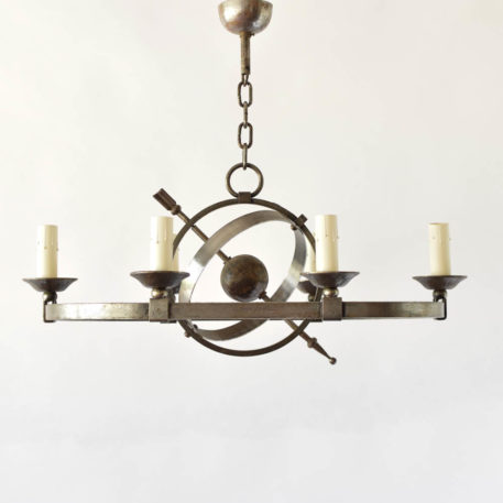 Vintage Iron Chandelier with Gobe