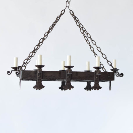 Antique Hand Forged French Iron Chandelier