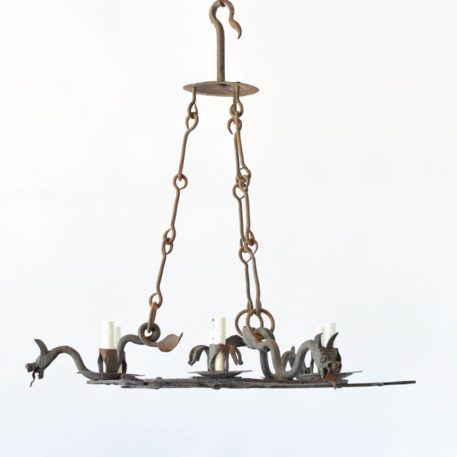 Antique Iron chandeier with Hand Forged Dragons