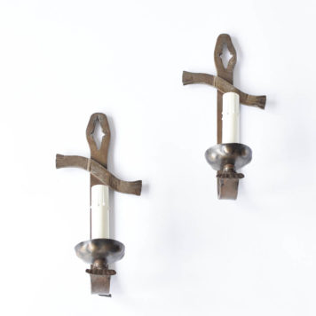 Vintage Iron Sconces with Tall Simple Form