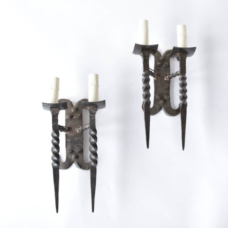 Vintage HAnd Forged Iron Sconces from Belgium