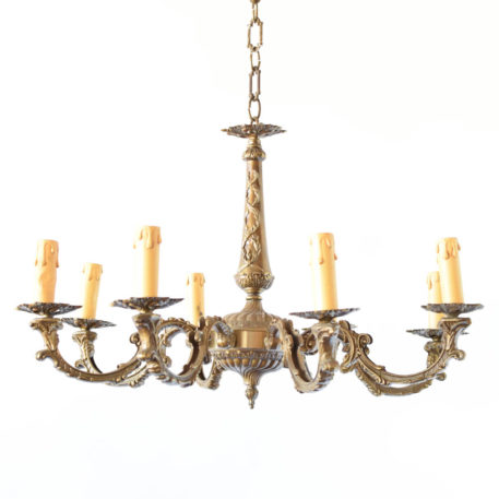 Belgian Vintage chandelier with casted bronze arms