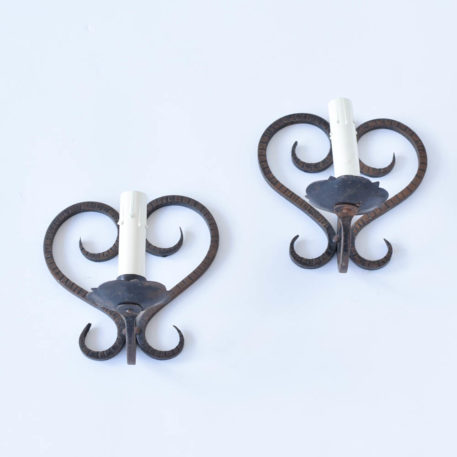 Petit Vintage Iron Sconces from France with Heart motif