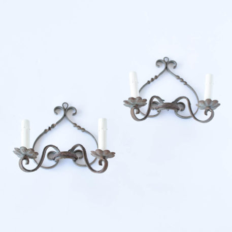Iron Sconces with Twisted Metal Frame