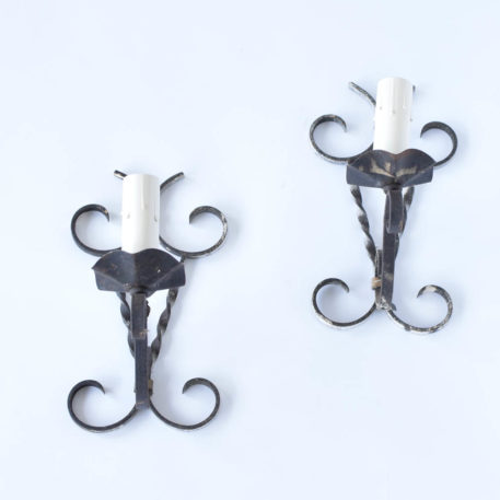 Vintage Iron Sconces with Twisted Metal Details