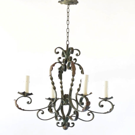 Vintage French Iron Chandelier with twisted iron arms