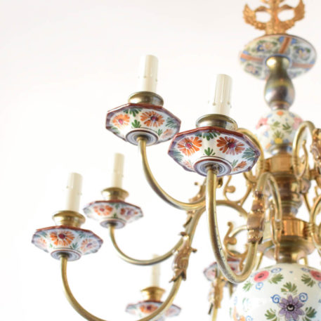 Polychrome Porcelain Chandelier from Holland