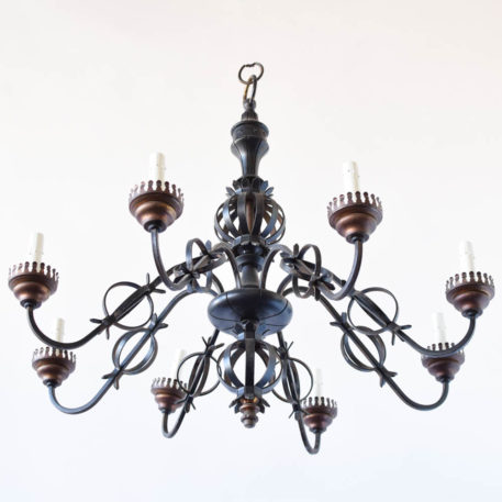 Iron Chandelier from Belgium with orbs on arms
