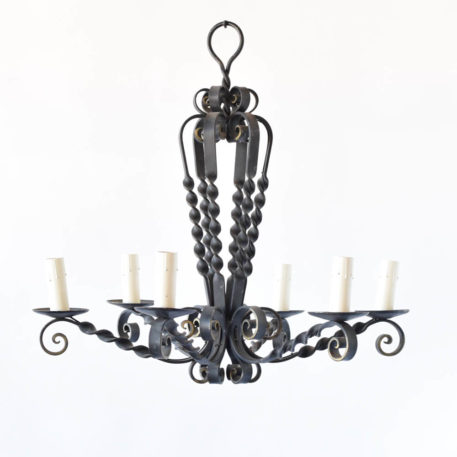 Iron Chandelier with twisted arms from Belgium